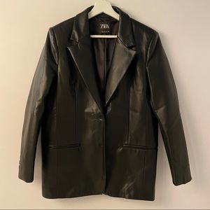 Zara Faux Black Leather Blazer size Medium